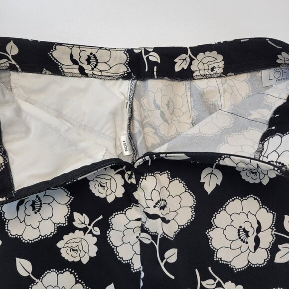 Vintage Ann Taylor Loft Black & White Floral Cotton Blend Print Skirt Size 8 Y2K - Picture 5 of 10